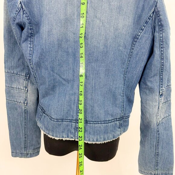 VINTAGE STYLE DENIM SHERLING FUR COLLAR JACKET ZIP UP ONLY BRAND SIZE MEDIUM - Picture 9 of 13